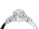 White gold Marquise Cut Solitaire Floral Diamond Ring with Four-Prong Setting_57