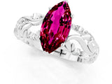 White gold Marquise Cut Solitaire Garnet Leaf-Inspired Vine Band Ring with Prong Setting_1