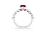 White gold Marquise Cut Solitaire Garnet Ring with Pave Band and Four-Prong Setting_3