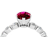 White gold Marquise Cut Solitaire Garnet Ring with Pave Band and Four-Prong Setting_4