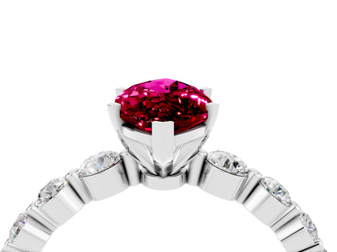 White gold Marquise Cut Solitaire Garnet Ring with Pave Band and Four-Prong Setting_4