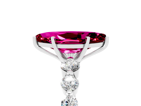 White gold Marquise Cut Solitaire Garnet Ring with Pave Band and Four-Prong Setting_5