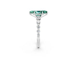 White gold Marquise Cut Solitaire Green Sapphire Ring with Pave Band and Four-Prong Setting_2