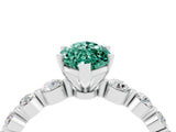 White gold Marquise Cut Solitaire Green Sapphire Ring with Pave Band and Four-Prong Setting_4