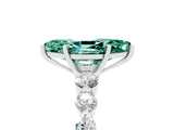 White gold Marquise Cut Solitaire Green Sapphire Ring with Pave Band and Four-Prong Setting_5
