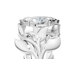 White gold Marquise Cut Solitaire Leaf-Inspired Engagement Ring with Prong Setting_12
