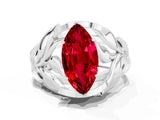 White gold Marquise Cut Solitaire Leaf-Inspired Engagement Ring with Prong Setting