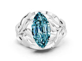 White gold Marquise Cut Solitaire Leaf-Inspired Engagement Ring with Prong Setting