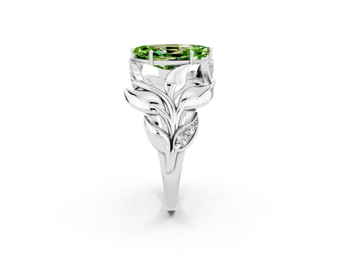 White gold Marquise Cut Solitaire Leaf-Inspired Engagement Ring with Prong Setting_2