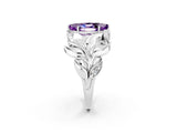 White gold Marquise Cut Solitaire Leaf-Inspired Engagement Ring with Prong Setting_2