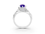 White gold Marquise Cut Solitaire Leaf-Inspired Engagement Ring with Prong Setting_3