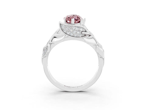 White gold Marquise Cut Solitaire Leaf-Inspired Engagement Ring with Prong Setting_3