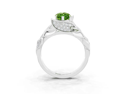 White gold Marquise Cut Solitaire Leaf-Inspired Engagement Ring with Prong Setting_3