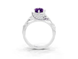White gold Marquise Cut Solitaire Leaf-Inspired Engagement Ring with Prong Setting_3