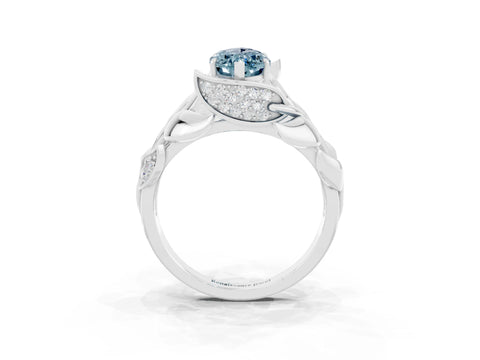 White gold Marquise Cut Solitaire Leaf-Inspired Engagement Ring with Prong Setting_3