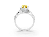 White gold Marquise Cut Solitaire Leaf-Inspired Engagement Ring with Prong Setting_3