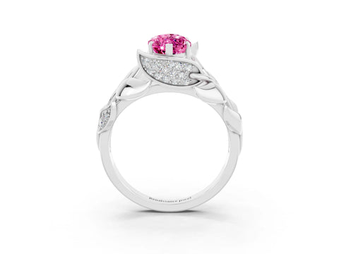 White gold Marquise Cut Solitaire Leaf-Inspired Engagement Ring with Prong Setting_3