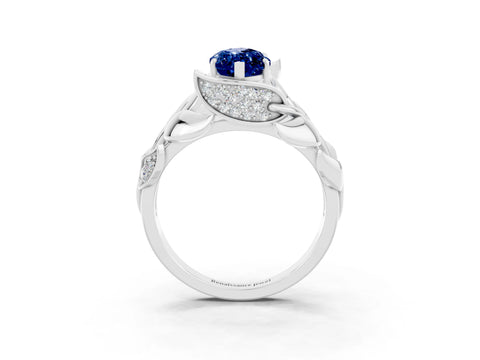 White gold Marquise Cut Solitaire Leaf-Inspired Engagement Ring with Prong Setting_3
