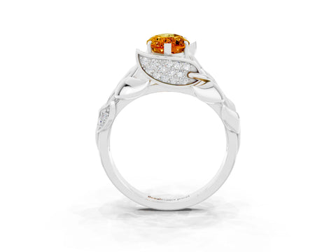 White gold Marquise Cut Solitaire Leaf-Inspired Engagement Ring with Prong Setting_3