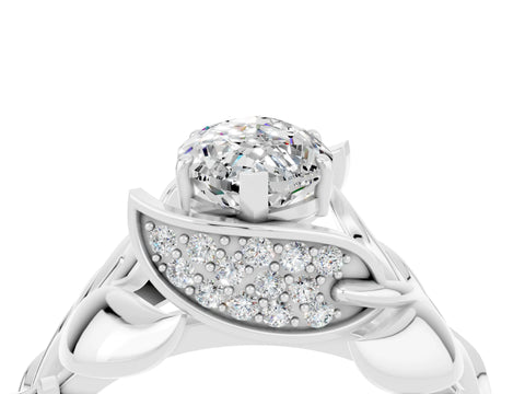 White gold Marquise Cut Solitaire Leaf-Inspired Engagement Ring with Prong Setting_4