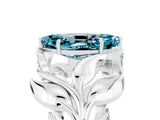 White gold Marquise Cut Solitaire Leaf-Inspired Engagement Ring with Prong Setting_5