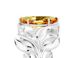 White gold Marquise Cut Solitaire Leaf-Inspired Engagement Ring with Prong Setting_5