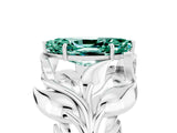 White gold Marquise Cut Solitaire Leaf-Inspired Engagement Ring with Prong Setting_5