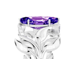 White gold Marquise Cut Solitaire Leaf-Inspired Engagement Ring with Prong Setting_5