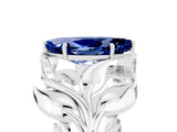 White gold Marquise Cut Solitaire Leaf-Inspired Engagement Ring with Prong Setting_5