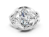 White gold Marquise Cut Solitaire Leaf-Inspired Engagement Ring with Prong Setting_7