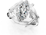White gold Marquise Cut Solitaire Leaf-Inspired Engagement Ring with Prong Setting_8
