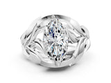 White gold Marquise Cut Solitaire Leaf-Inspired Engagement Ring with Prong Setting_83