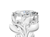 White gold Marquise Cut Solitaire Leaf-Inspired Engagement Ring with Prong Setting_88