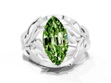 White gold Marquise Cut Solitaire Leaf-Inspired Engagement Ring with Prong Setting