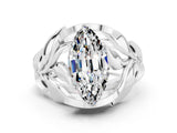 White gold Marquise Cut Solitaire Leaf-Inspired Engagement Ring with Prong Setting