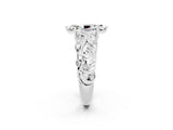 White gold Marquise Cut Solitaire Moissanite Leaf-Inspired Vine Band Ring with Prong Setting_2