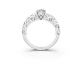 White gold Marquise Cut Solitaire Moissanite Leaf-Inspired Vine Band Ring with Prong Setting_3
