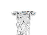 White gold Marquise Cut Solitaire Moissanite Leaf-Inspired Vine Band Ring with Prong Setting_5