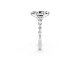 White gold Marquise Cut Solitaire Moissanite Ring with Pave Band and Four-Prong Setting_2