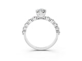 White gold Marquise Cut Solitaire Moissanite Ring with Pave Band and Four-Prong Setting_3