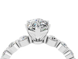 White gold Marquise Cut Solitaire Moissanite Ring with Pave Band and Four-Prong Setting_4