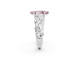 White gold Marquise Cut Solitaire Morganite Leaf-Inspired Vine Band Ring with Prong Setting_2