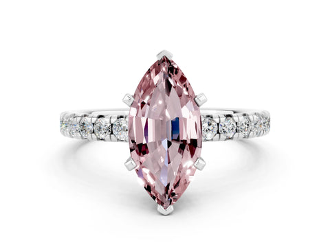 White gold Marquise Cut Solitaire Pave Diamond Engagement Ring with Four-Prong Setting_12