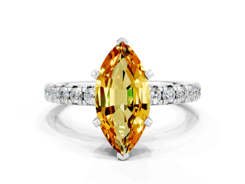White gold Marquise Cut Solitaire Pave Diamond Engagement Ring with Four-Prong Setting_12
