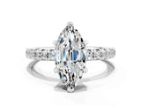 White gold Marquise Cut Solitaire Pave Diamond Engagement Ring with Four-Prong Setting_12
