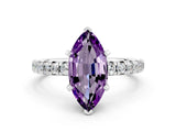 White gold Marquise Cut Solitaire Pave Diamond Engagement Ring with Four-Prong Setting_12
