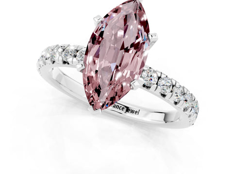 White gold Marquise Cut Solitaire Pave Diamond Engagement Ring with Four-Prong Setting_13