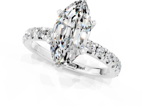 White gold Marquise Cut Solitaire Pave Diamond Engagement Ring with Four-Prong Setting_13