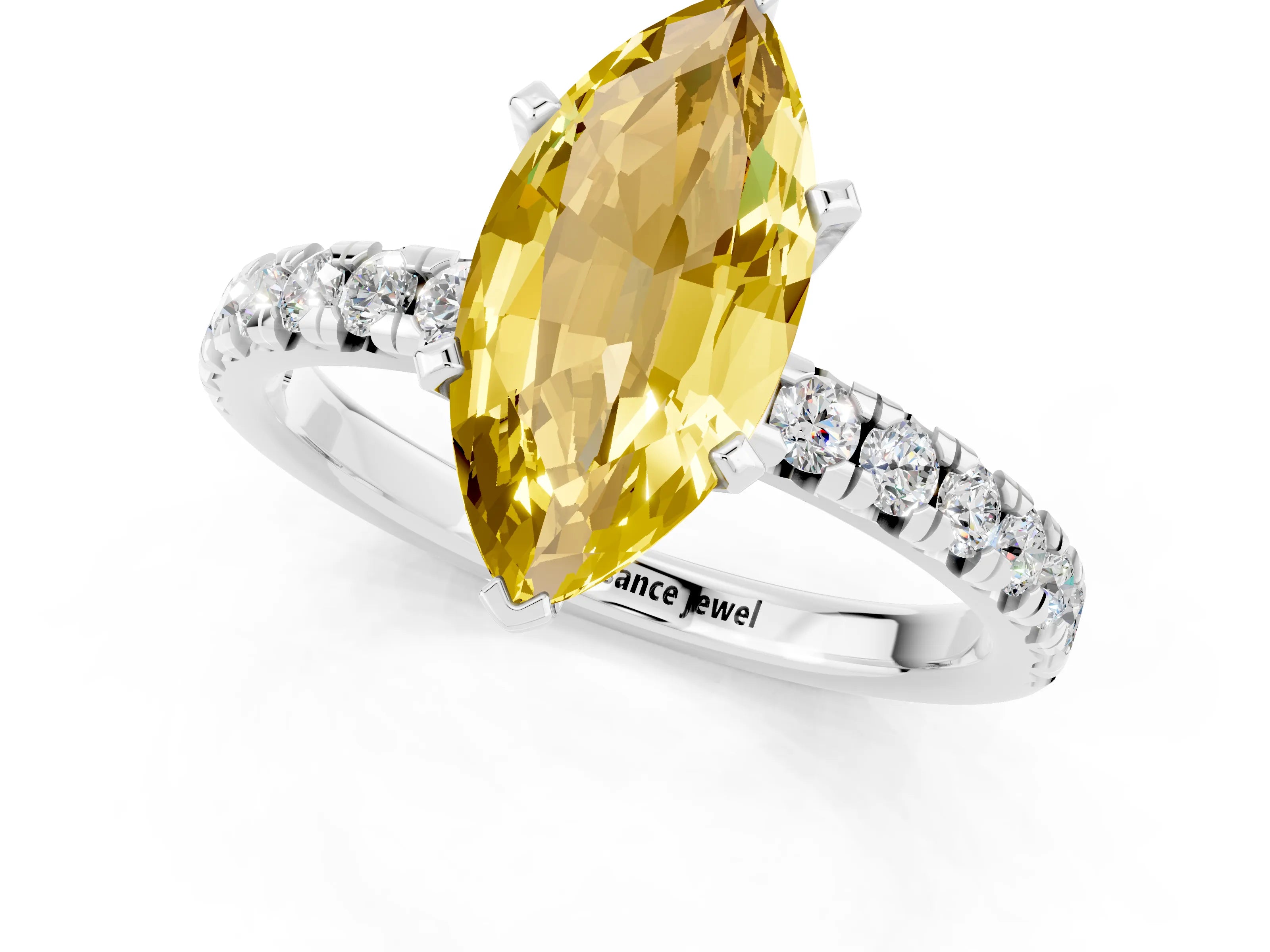 White gold Marquise Cut Solitaire Pave Diamond Engagement Ring with Four-Prong Setting_13