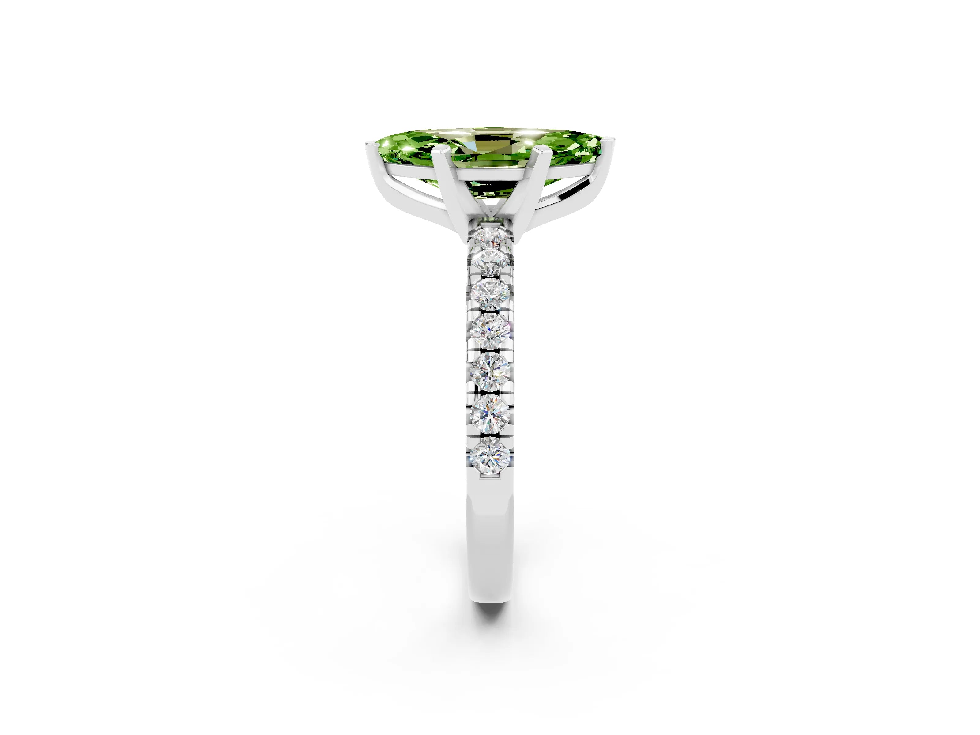 White gold Marquise Cut Solitaire Pave Diamond Engagement Ring with Four-Prong Setting_14